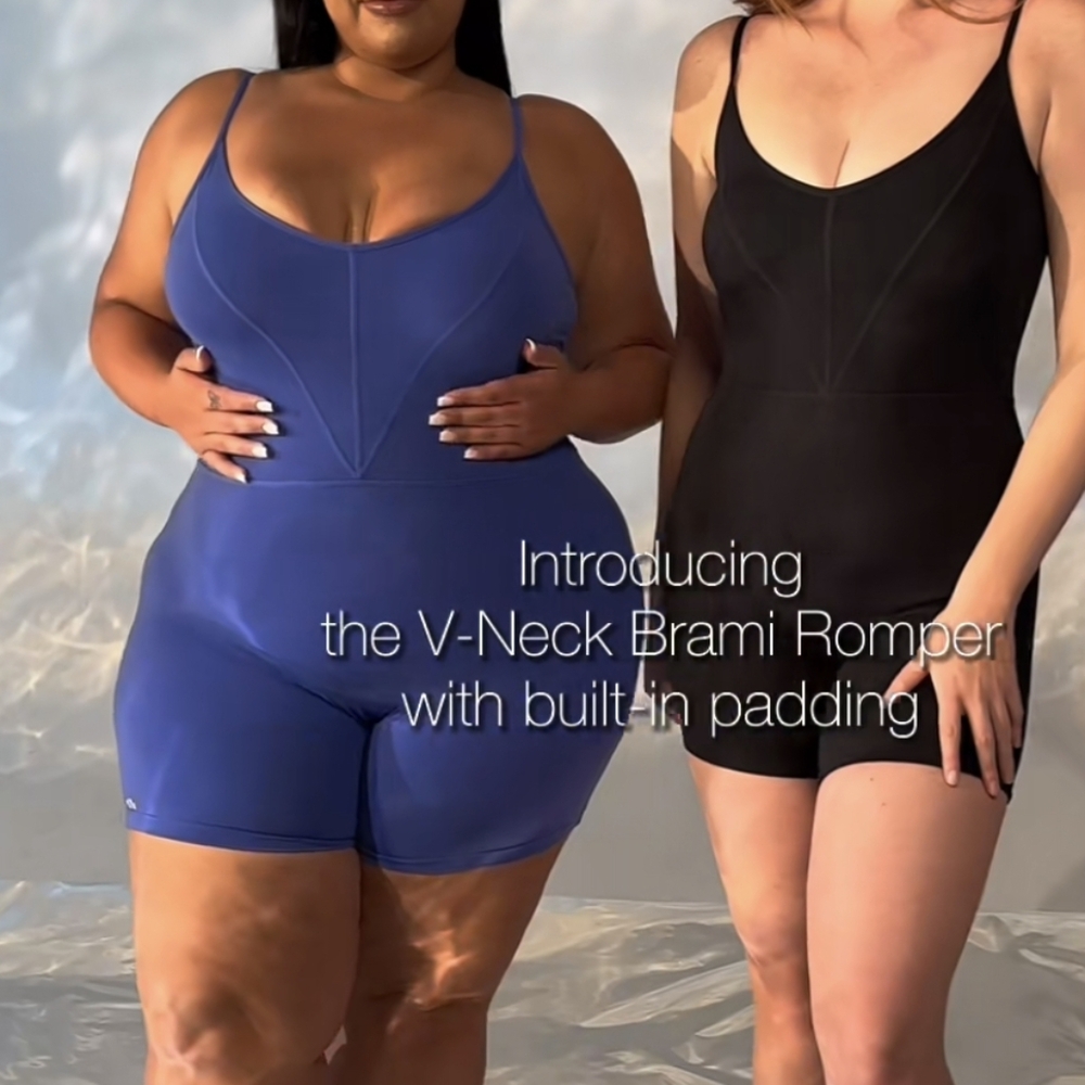 V-Neck Brami Romper with Built-in Padding